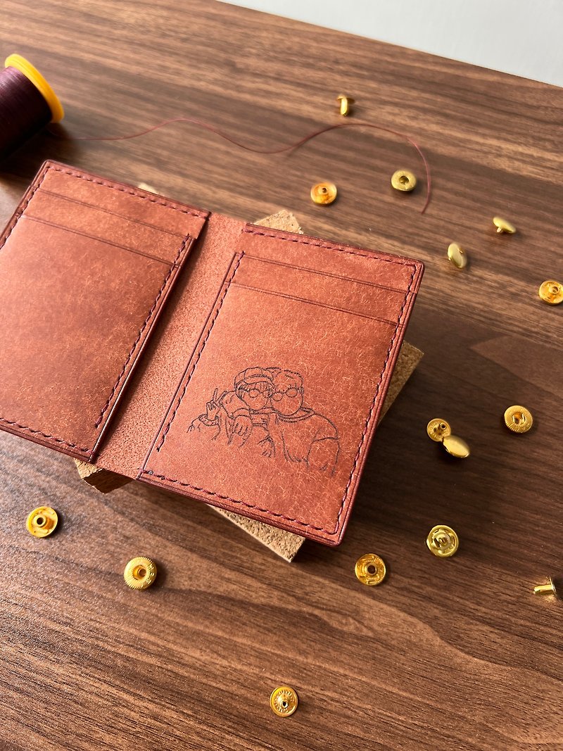 [Christmas Gift] Yansihua Lion Rock Card Holder/Leather Card Holder - Card Holders & Cases - Genuine Leather Brown