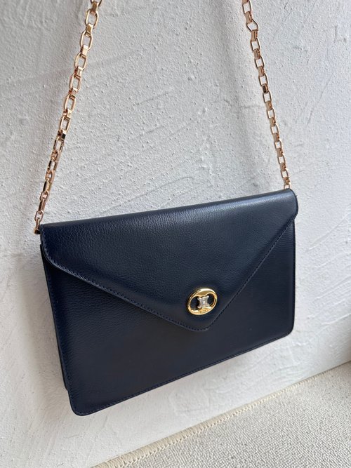 【CELINE】Celine Triomphe Chain Bag（navy）★ショルダー 3998c6e943ee8a7b0b846dc781562e