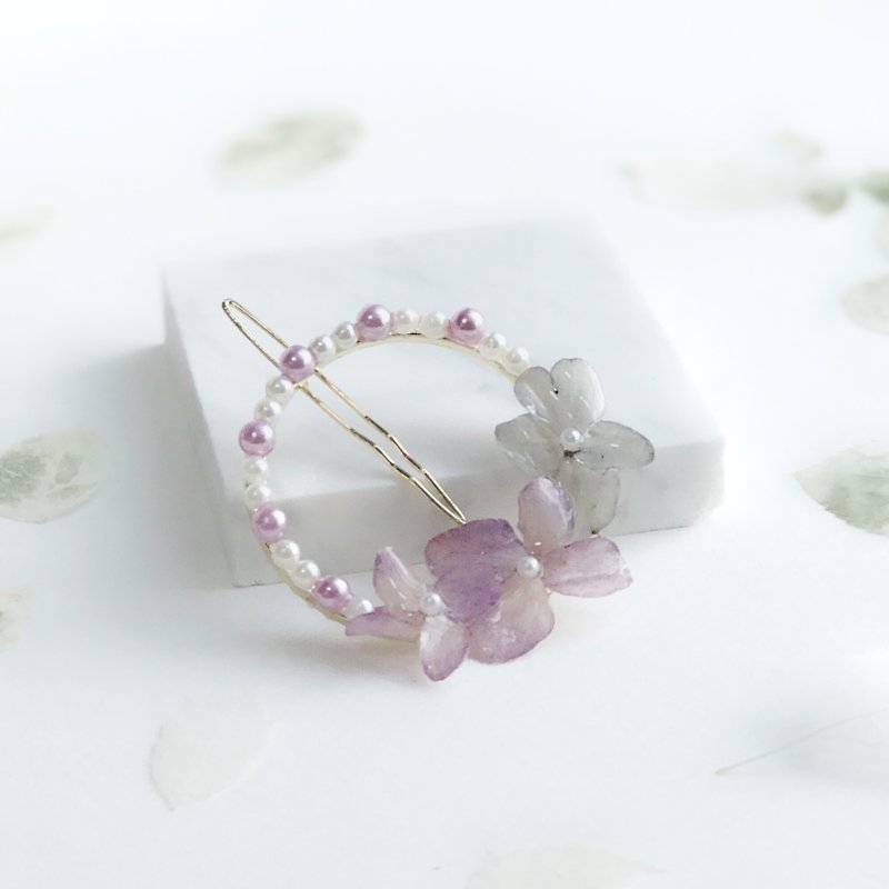 [Fleur d'amour] Hydrangea (purple) stereo flower hairpin hair ornaments Christmas gifts - เครื่องประดับผม - พืช/ดอกไม้ สีม่วง