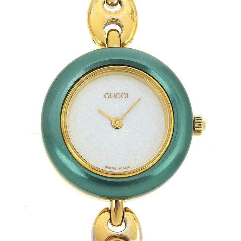 【日本直送】グッチ GUCCI チェンジベゼル 腕時計 11/12.2 金メッキ クオーツ アナログ表示 白文字盤 レディース【中古】 - 女錶 - 其他金屬 金色