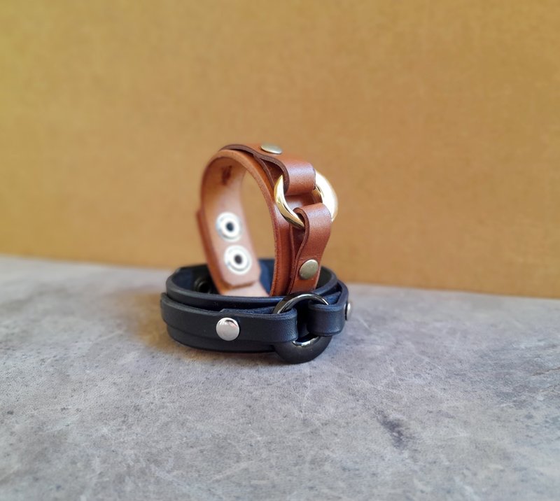 Urn Bracelet, Personalized Cremation Urn Leather Cuff for Ashes, Stainless Steel - 手鍊/手環 - 真皮 黑色