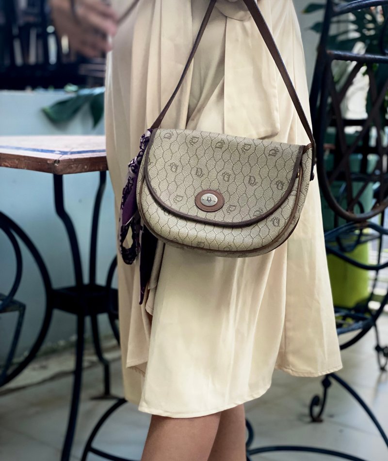 Dior Vintage Bobby en toile 經典帆布肩背包 巴黎選物直送 - 側背包/斜背包 - 真皮 咖啡色