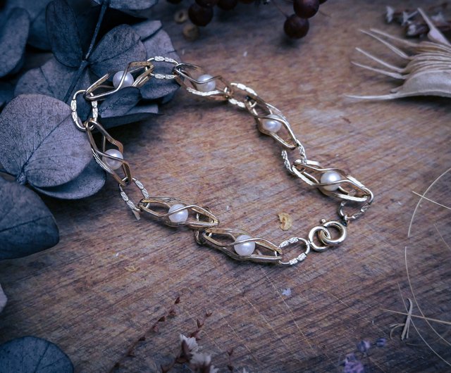 Krementzゴールドケージ パール コンティニュアス ブレスレット