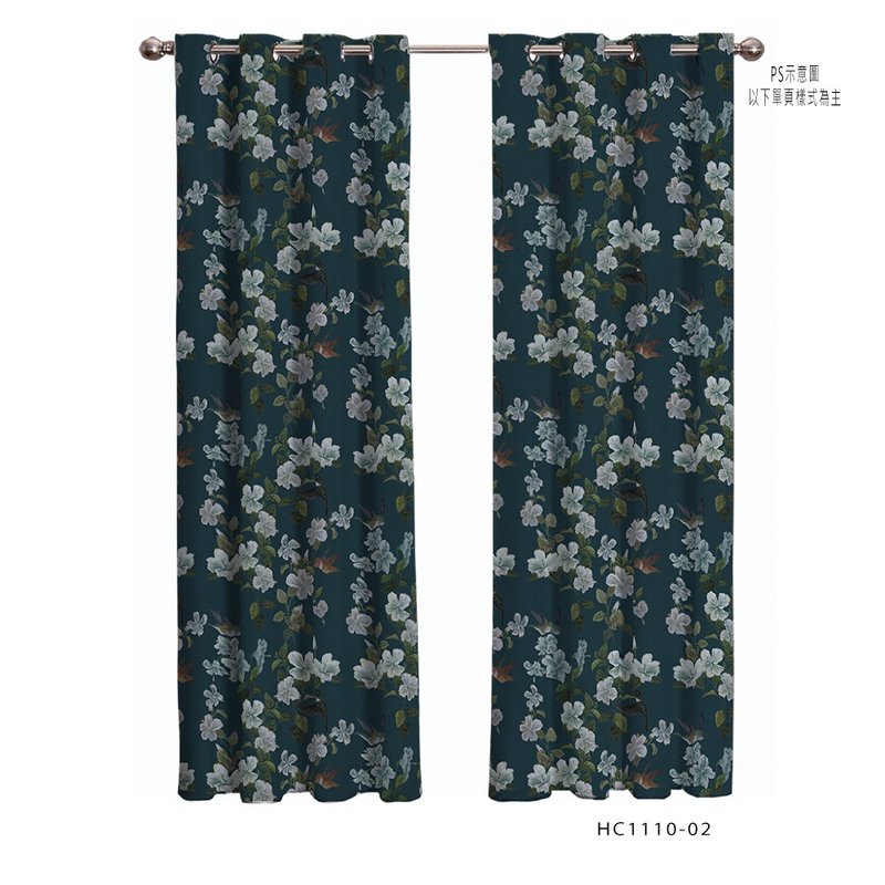 Original printed curtains hummingbird and hibiscus - ม่านและป้ายประตู - เส้นใยสังเคราะห์ 