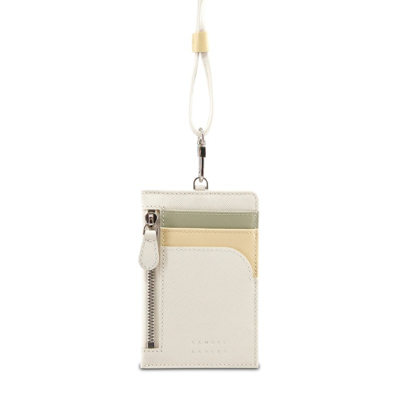 Phoenix Leather ID Badge Holder - Ivory - ที่ใส่บัตรคล้องคอ - หนังแท้ ขาว