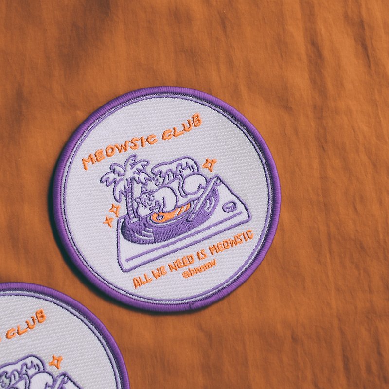MEOWSIC CLUB vintage embroidered coaster - Coasters - Thread Purple