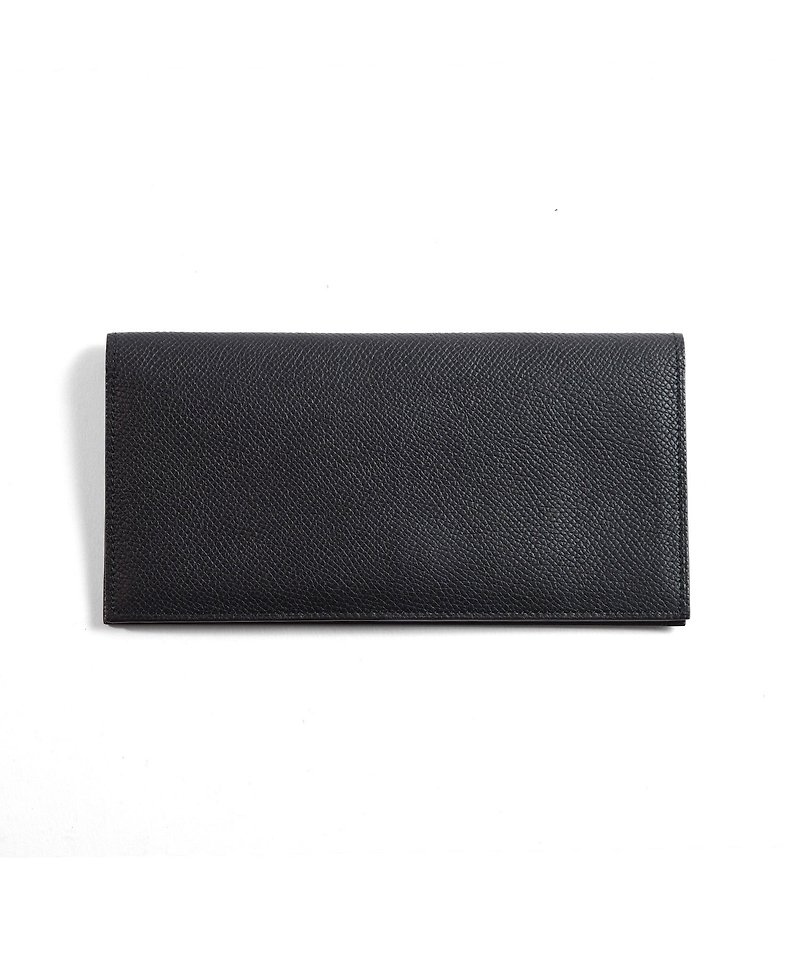 German WEINHEIM WAPROLUX Calfskin Lightweight Double Folding Long Clip-Black - Wallets - Genuine Leather Black