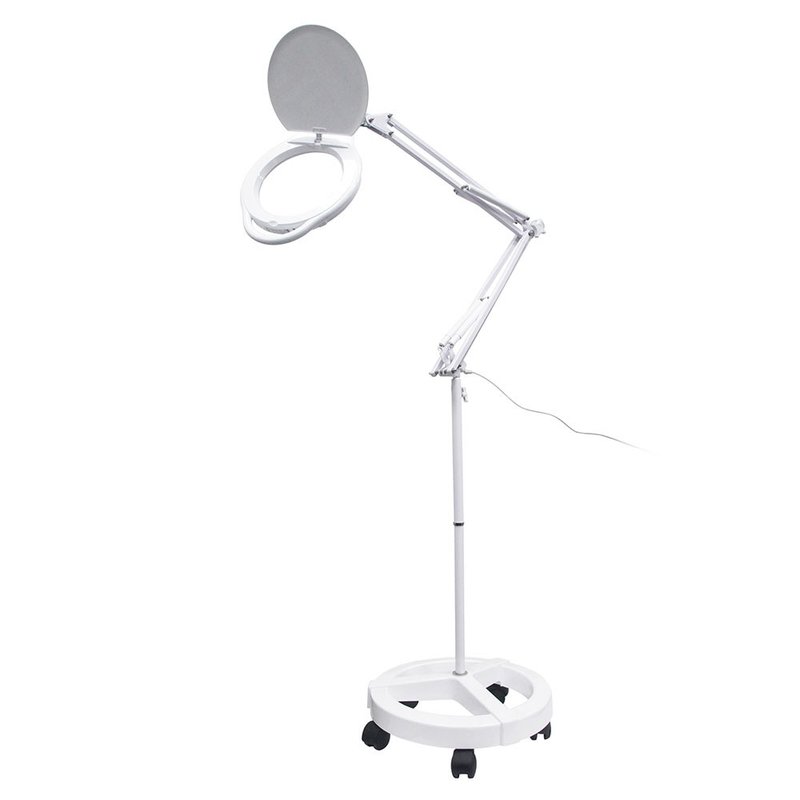 1.8x/3D/178mm大鏡面雙色溫LED調光檯燈放大鏡 落地輪架式 E080-R - 燈具/燈飾 - 玻璃 白色