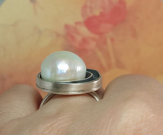 指輪 天然真珠 リアルパール おまんじゅう数珠 シルバー ジュエリー