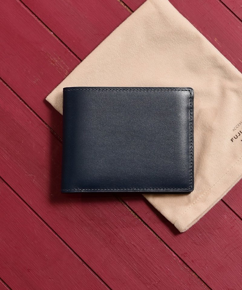 French DUPUY Bifold Wallet in Calfskin - Dark Blue - กระเป๋าสตางค์ - หนังแท้ สีน้ำเงิน