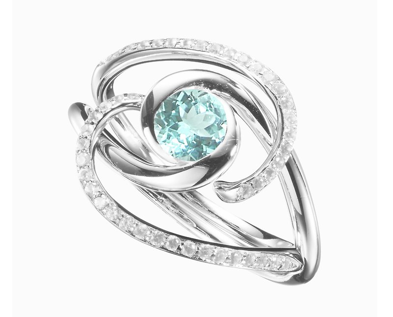 14k gold paraiba tourmaline & diamond engagement ring. Bridal wedding band set. - แหวนทั่วไป - เครื่องประดับ สีเขียว