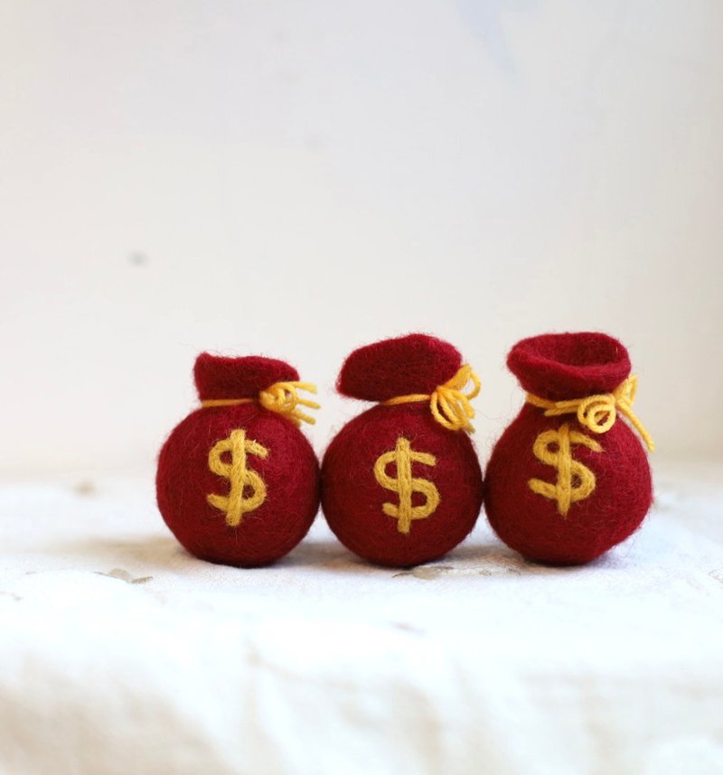 Wool felt Money bag keychain - อื่นๆ - ขนแกะ สีแดง