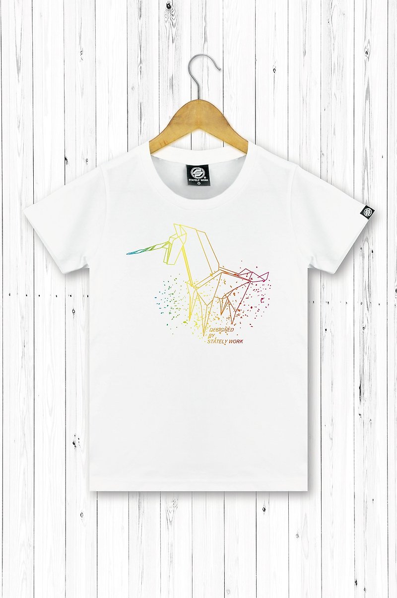 STATELYWORK Rainbow Unicorn TレディースショートT桖レディースホワイトT - Tシャツ - コットン・麻 ブラック