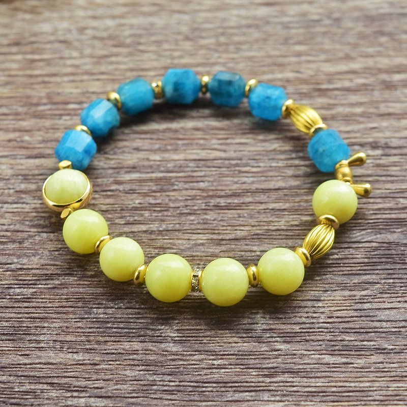 Peaceful Ukraine│Cauliflower Jade Blue Stone Bronze Bracelet - Bracelets - Crystal Multicolor