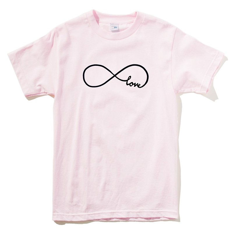 Forever Love infinity short-sleeved T-shirt light pink true love forever eternal love Wenqing art design fashionable text unlimited