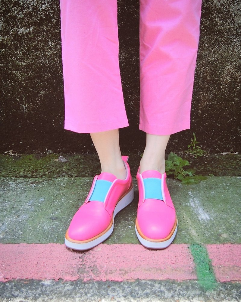 Thick-bottomed leather loafers||Blue 侬 Smile Eyeliner Fluorescent Powder|| 8249 - รองเท้าหนังผู้หญิง - หนังแท้ สีแดง