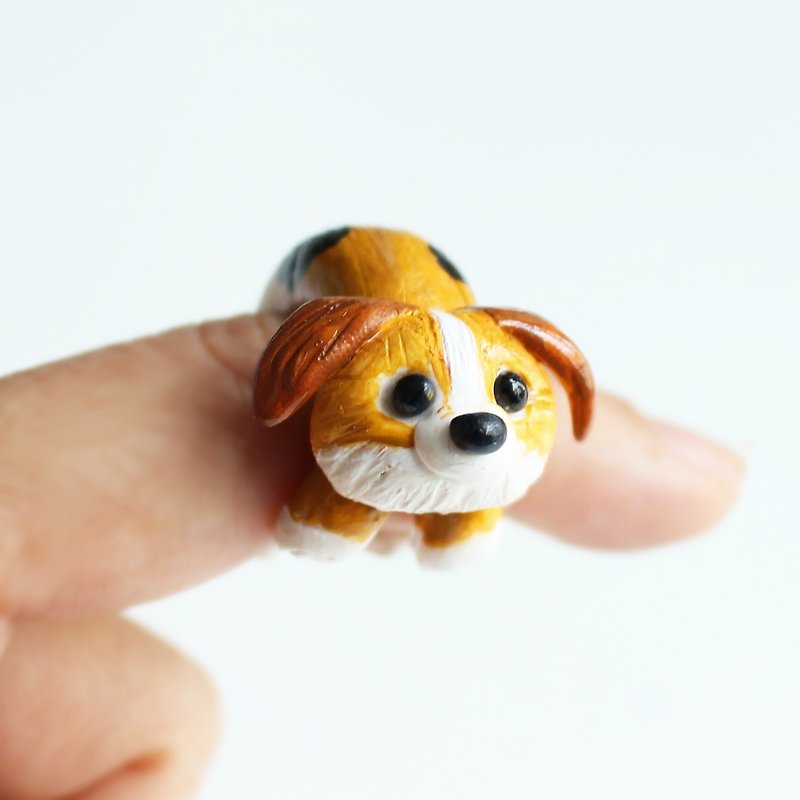 Puppy Dog ring - Hand formed ring - แหวนทั่วไป - ดินเผา สีนำ้ตาล