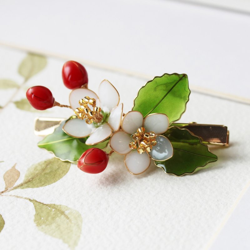 [Cranberry hairpin after the rain] Cranberry handmade Bronze hairpin hair accessories - เครื่องประดับผม - เรซิน หลากหลายสี