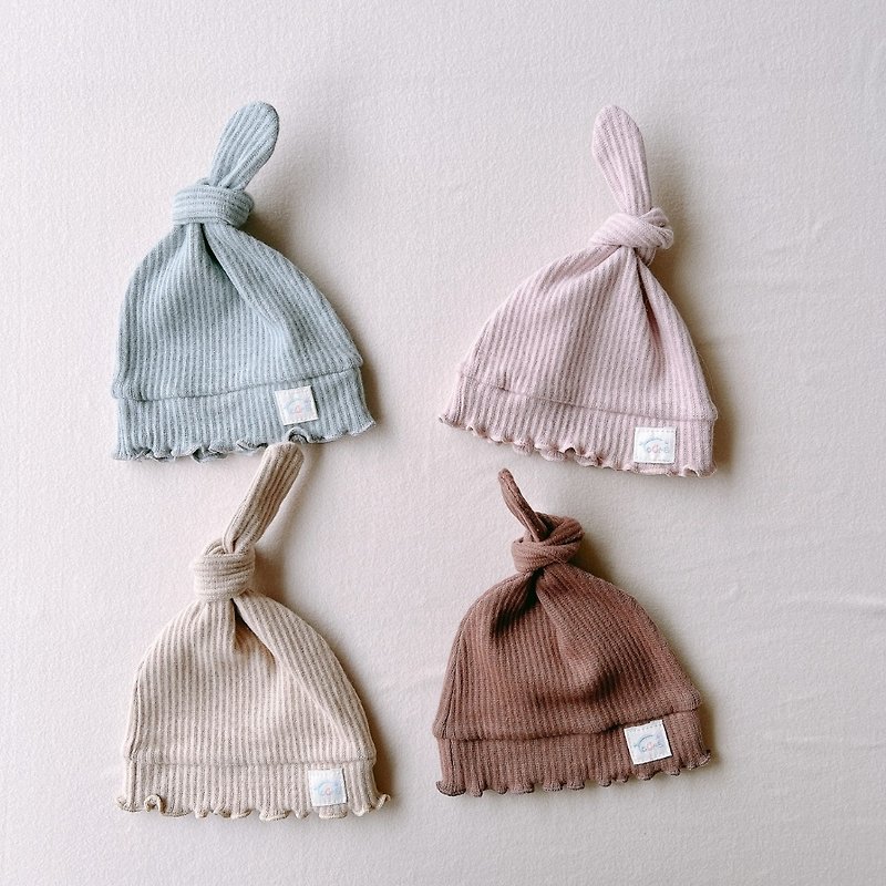 【YOURs】velvety cotton-newborn pacifier cap baby hat baby hat 2-piece set - Tops & T-Shirts - Cotton & Hemp White