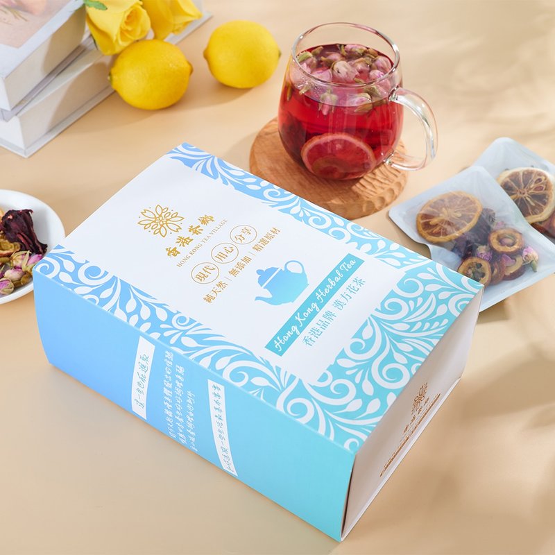 Slim Whitening Scented Floral tea(12 bags/box) - Roselle, rose, hawthorn, lemon slices for weight loss - ชา - วัสดุอื่นๆ 