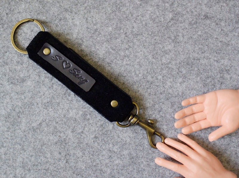 YOURS key ring series double folding version of the personalized key ring K15 / d nail double black version of the suede - Keychains - Genuine Leather 