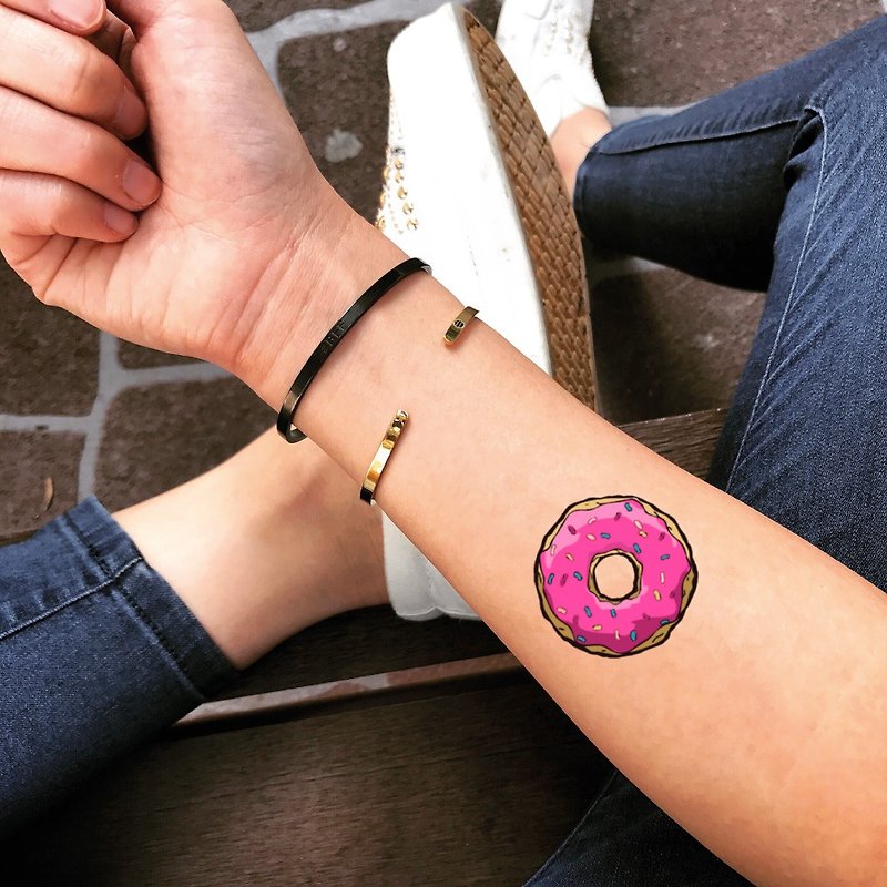 Donut Temporary Fake Tattoo Sticker (Set of 2) - OhMyTat