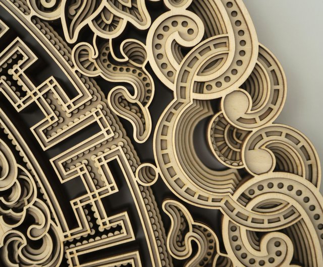 吉祥如意｜クリエイティブな木製新中国風ウォールデコレーション、円形