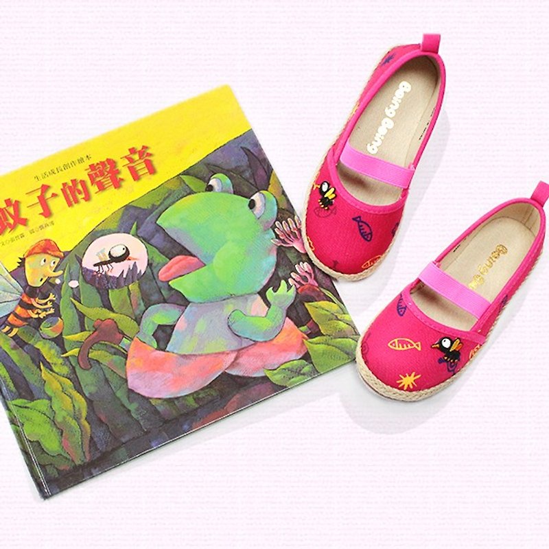 草編娃娃鞋 – 桃蚊子的聲音(超值組合鞋+繪本) - 童裝鞋 - 棉．麻 紅色