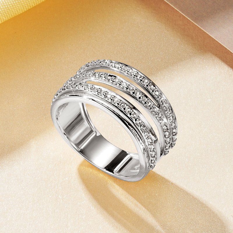 High Carbon Diamond Ring, Triple Band Style, Gift Exchange - แหวนทั่วไป - เครื่องเพชรพลอย 