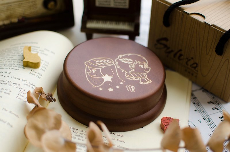 [Birthday Gift, Commemorative Gift, Christmas Gift] 12 Constellation Virgo / Music Box - Items for Display - Wood Brown
