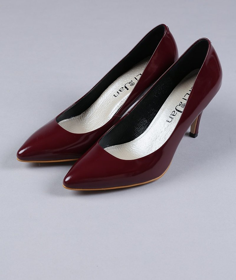 [Sports sum] micro open toe sexy pointed silent stiletto shoes _ alcohol liqueur red (25.5) - รองเท้าส้นสูง - หนังแท้ สีแดง
