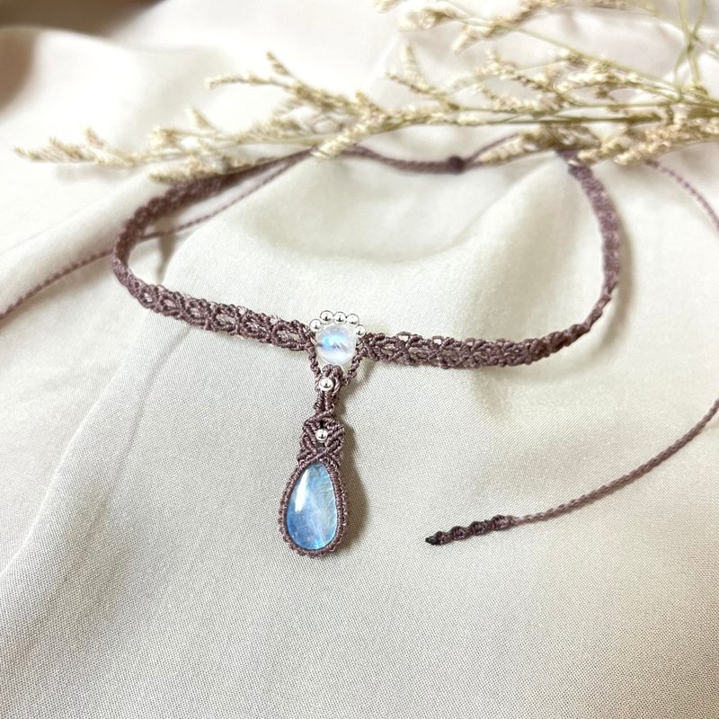 月光石編織頸鍊 - 項鍊 - 水晶 粉紅色
