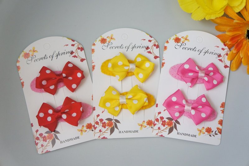 G1-寶寶兒童幼兒嬰兒髮夾-髮夾髮束BB夾 手縫可愛點點 - 嬰兒手鍊/飾品 - 其他材質 多色