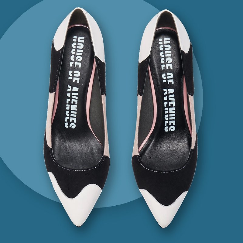 | HOA | Small pointed toe color block high heels | Black | 5368 | - High Heels - Genuine Leather Black