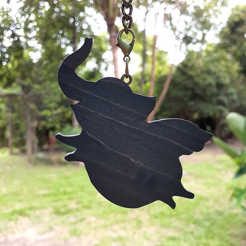 手作り木製創作キーホルダー ダンボ - キーホルダー・キーケース - 木製 ブラック