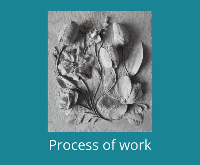 石膏壁アート 植物彫刻 花のレリーフ 3D アート チューリップ
