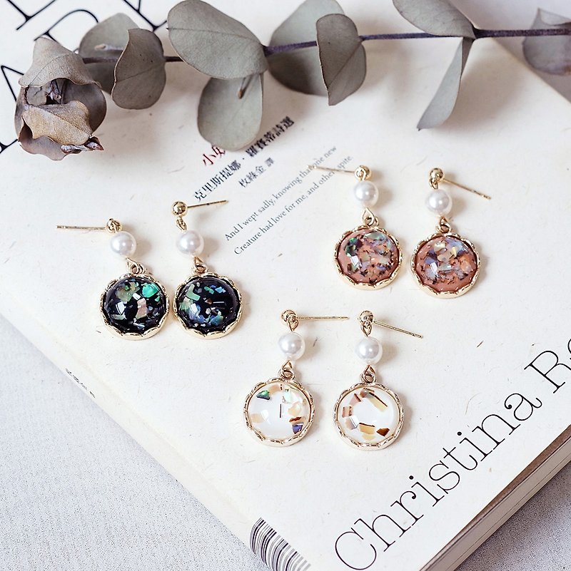 Cute Shell Fragment Pearl Ear/Clip Earrings - Earrings & Clip-ons - Copper & Brass Multicolor