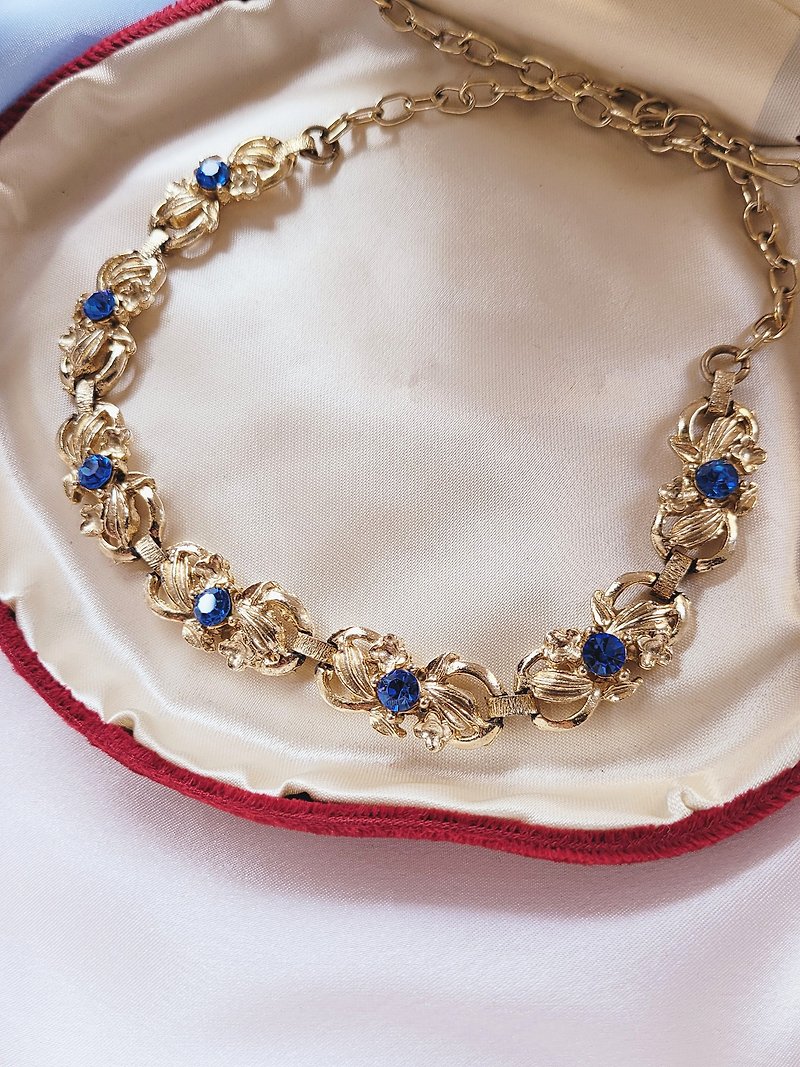 American Western Antique Jewelry / Art Nouveau Kate Blue Rhine Vintage Necklace / Necklace Art Deco