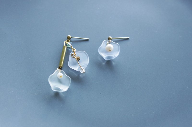 Blossom - earring  clip-on earring - Earrings & Clip-ons - Copper & Brass Blue
