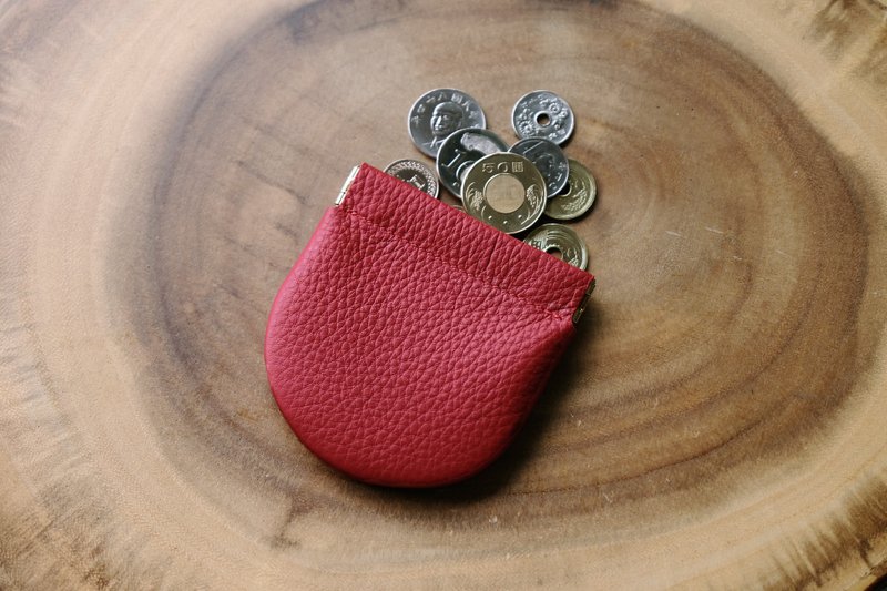 【ของขวัญสั่งทำพิเศษ】ADORE - Arch leather coin purse - Christmas Red - กระเป๋าใส่เหรียญ - หนังแท้ สีแดง