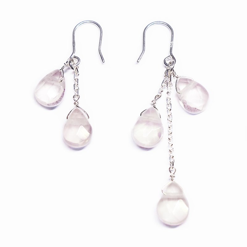 Selectable Weeping cherry earrings SV925 rose quartz【Pio by Parakee】桜連耳環