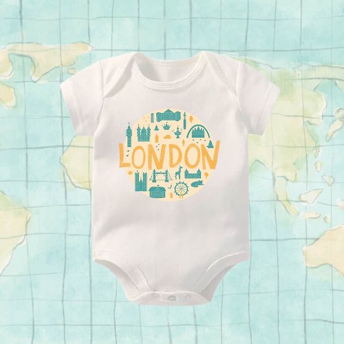 孩子陪你趣味童裝製造所 LONDON倫敦剪影 包屁衣-短袖