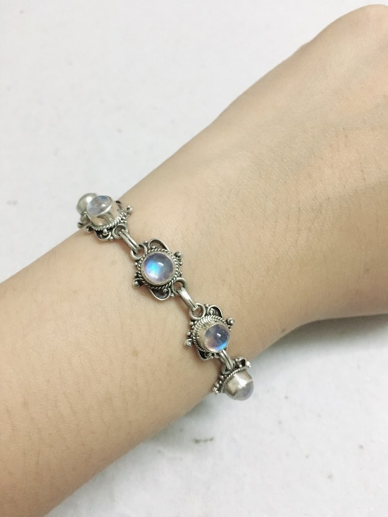 Moonstone Bracelet Handmade in Nepal 92.5% Silver - Bracelets - Gemstone 