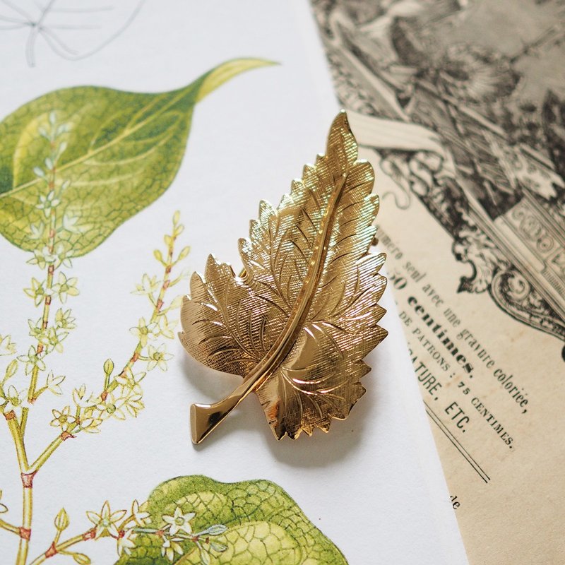 復古金屬葉子 絲巾夾 / 圍巾夾 - 絲巾 - 其他金屬 金色