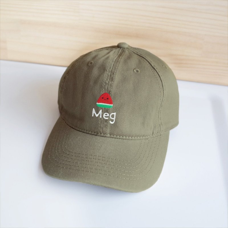 [Q-cute] Hat Series-Watermelon Retro Baseball Cap-Plus Words - Hats & Caps - Cotton & Hemp Multicolor