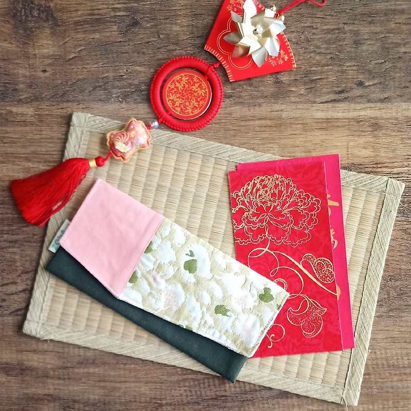 Red Packets Pouch (Golden Pink Orange) - Toiletry Bags & Pouches - Cotton & Hemp Gold