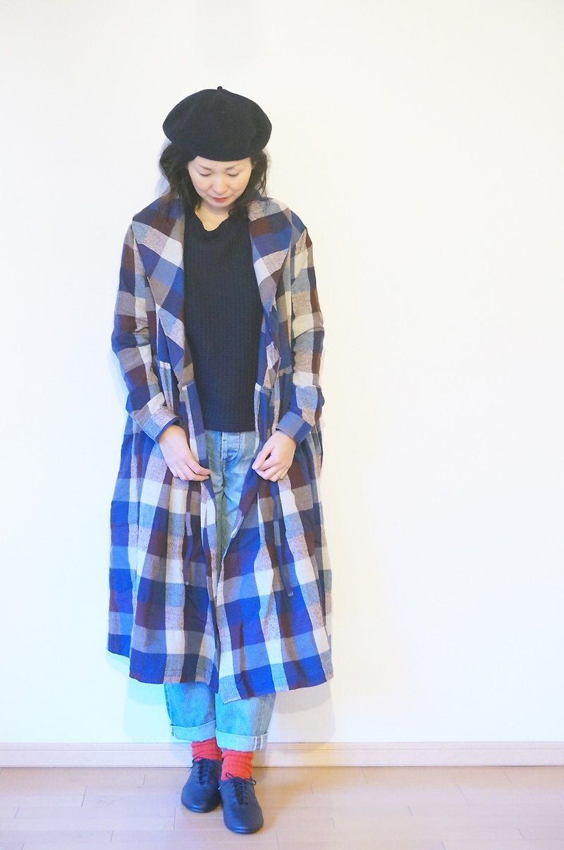 Cotton wool check Gown Coat size - Women's Casual & Functional Jackets - Cotton & Hemp 