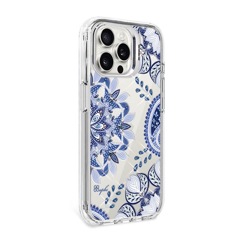 iPhone 全系列 防震雙料隱形立架水晶彩鑽手機殼-青花瓷 - 手機殼/手機套 - 其他材質 多色