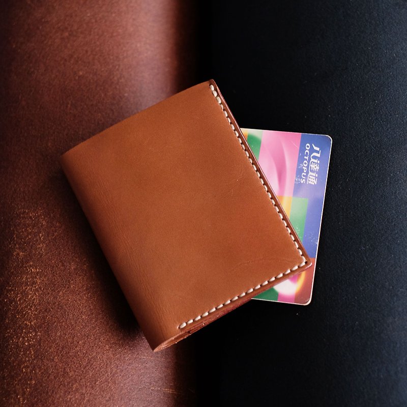 3-Card Photo Mini Wallet。Leather Stitching Pack。BSP081 - Leather Goods - Genuine Leather Brown