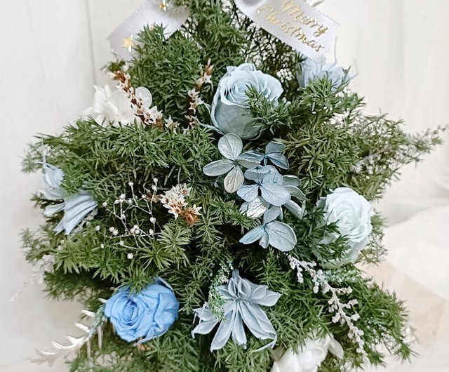 Silver, Blue & White Christmas Artificial Flowers